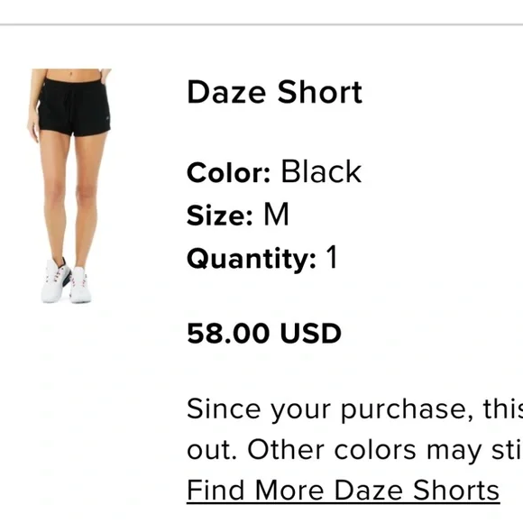 Alo daze shorts size m - Picture 2 of 2